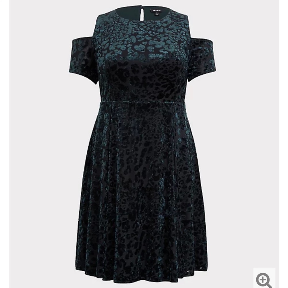 TORRID green velvet cold shoulder dress